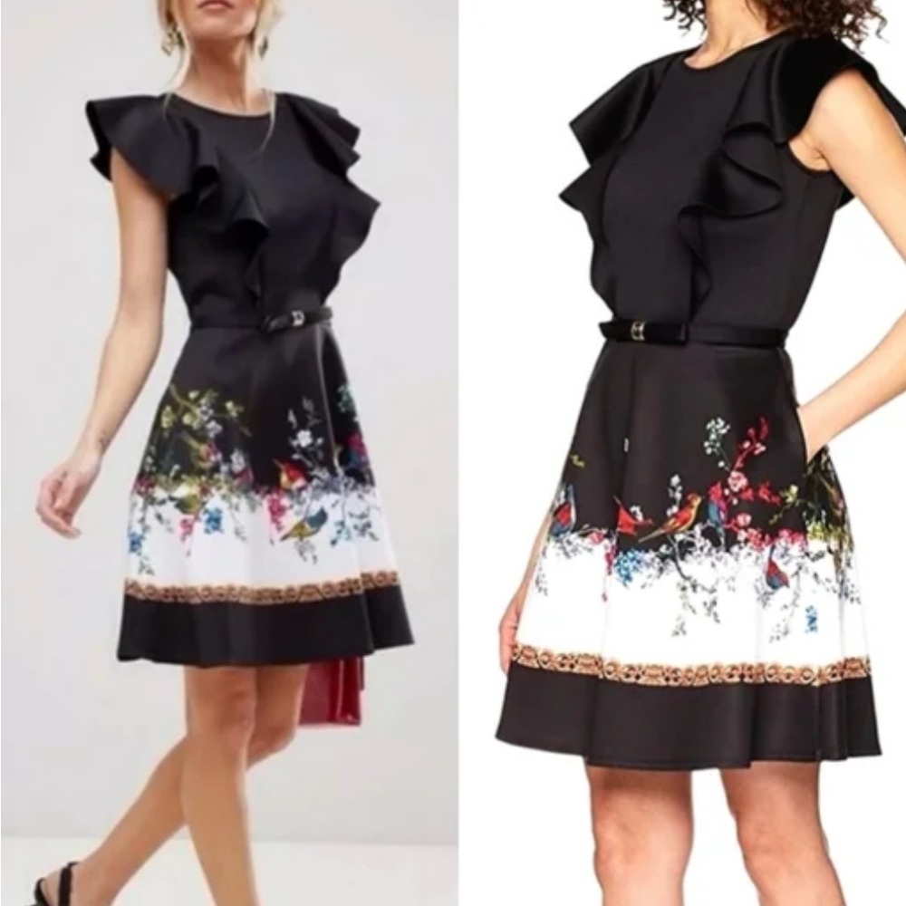 TED BAKER Shaelin Opulent Fauna Bow Dress